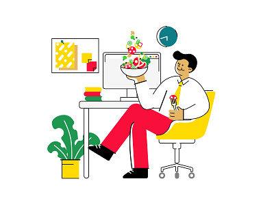 Office Lunch Illustration flat graphic design illustration illustrator modern vector