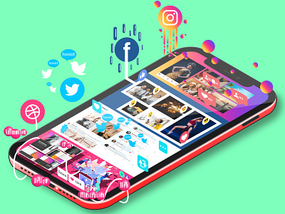 Social Media Apps design illustration vector