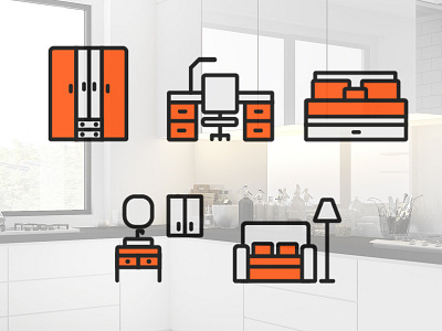 Icons furniture design icon illustration minimal vector