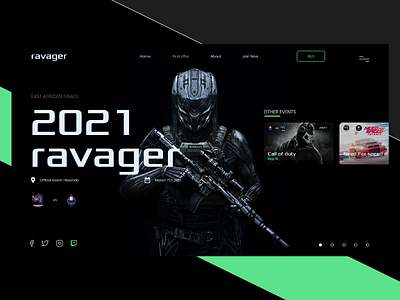 Ravager east african esport ui design adobe xd esport gamng ui uidesign webdesign