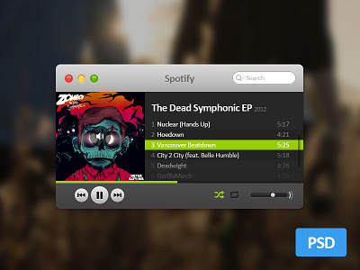 Mini Spotify PSD free geeklangel minispotify music musicplayer psd spotify ui