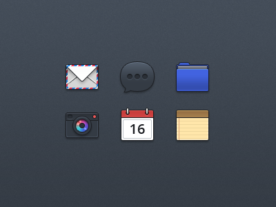Icons for invaders calendar camera folder icon iconset mail message notes pixel perfect pixels shadow wip