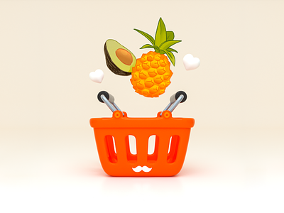 Basket Rappi - Shop 3d app avocado basket cd4 illustration octane pinapple rappi