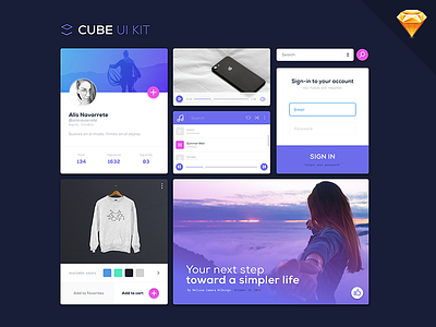 Cube Ui Kit (freebie) freebie sketch ui