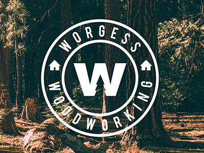 Worgess Woodworking Logo branding building carpentry craft earthy eco house logo tree wood woodworking