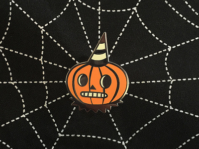 Folk Art Inspired Pumpkin Enamel Pin creepy cute enamel enamel pin folk art pin pumpkin skulduggery spooky