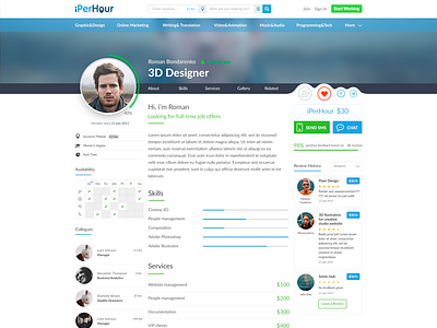 iPerHour User Profile by Anastasiia Trofymenko on Dribbble