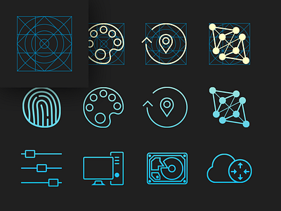 Icons for OnApp Cloud Platform clean cloud computer data disk guidelines icons network outline settings ui vector