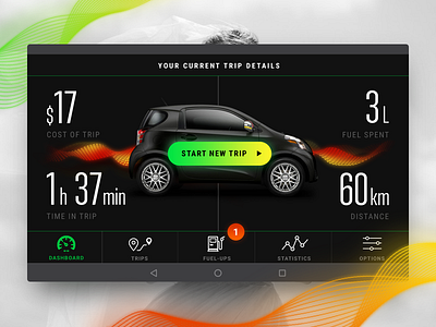 Fuel Tracking System app car concept dashboard design fuel mobile monitor system trip ui waves