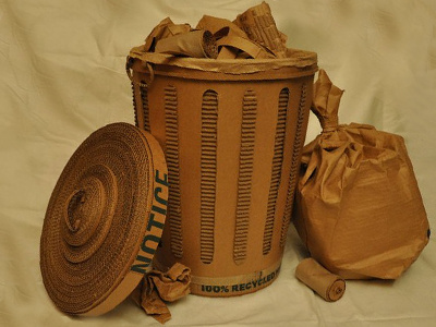 100% Recycled Materials cardboard trash