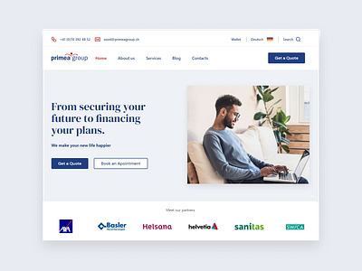 Landing page for an insurance & financial advice company design development landing ui ux web website design