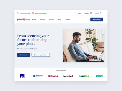 Landing page for an insurance & financial advice company
