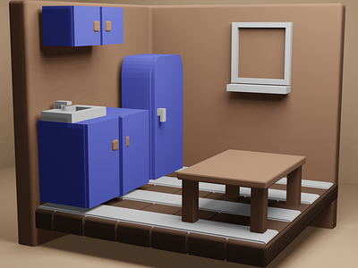 3d isometric bedroom view