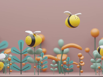 Beat with the bees 3d animation bee blender cute modelling