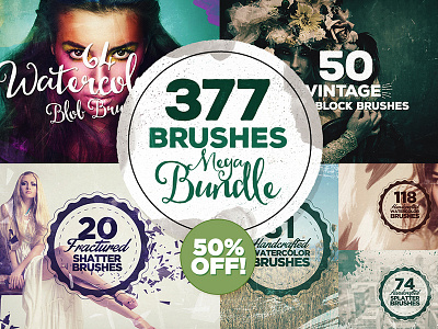 377 Brushes Megabundle artistic brushes brushes deals design deal photoshop brushes photoshop bundle splatter brush watercolour brush