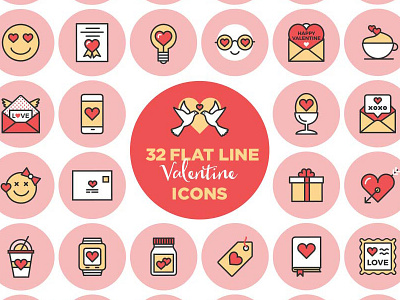 32 FREE Valentines Line Icons