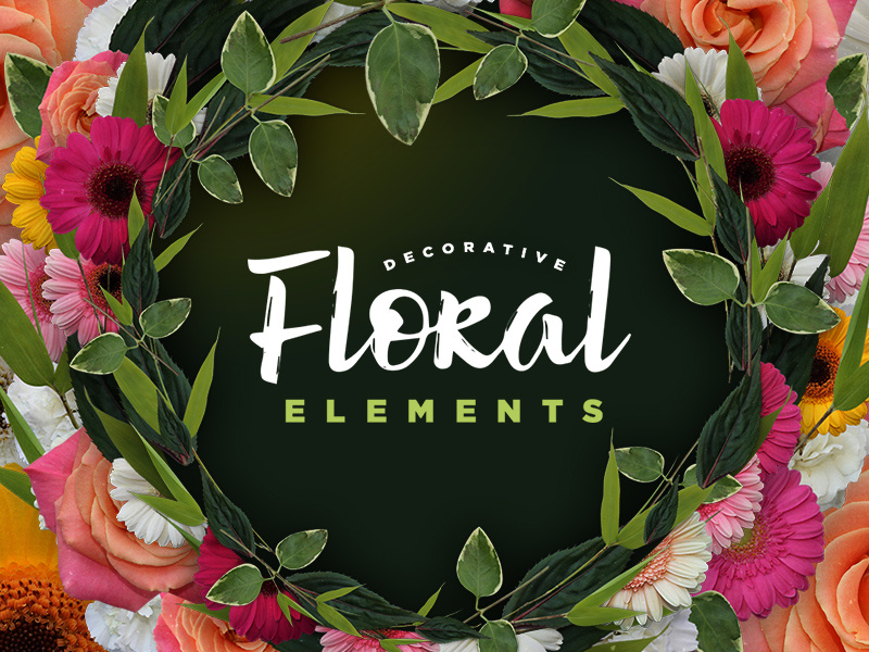 Decorative Floral Elements Kit laurel wreath christmas valentines summer woods roses rose leaf flora flowers floral