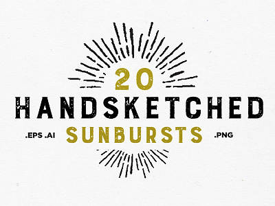 20 Handsketched Sunburst Vectors