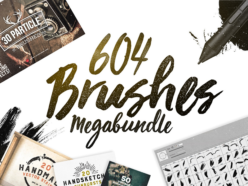 604 Brushes Megabundle artistic brushes splatter brush watercolour brush deals design deal photoshop bundle photoshop brushes brushes