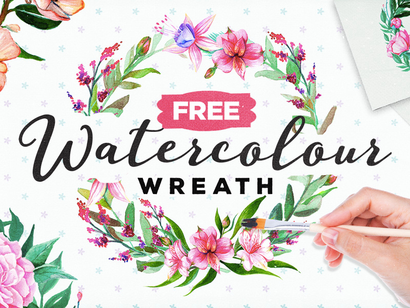 FREE Handpainted Watercolour Wreath flower art flower painting watercolour painting graphicriver creativemarket wreaths wreath watercolour flower flower watercolours watercolour