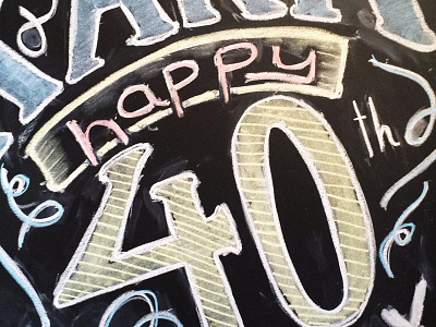 Happy 40th chalk lettering