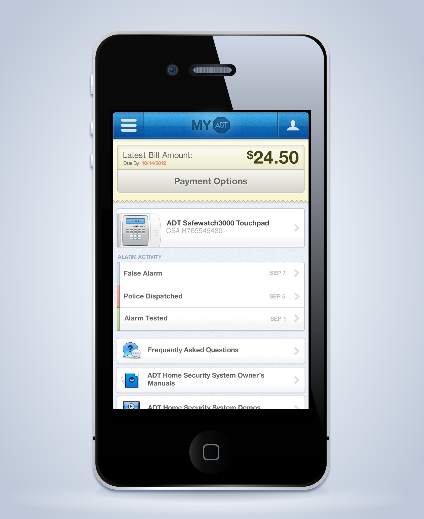MyADT Responsive Dashboard by Jason Cypret on Dribbble