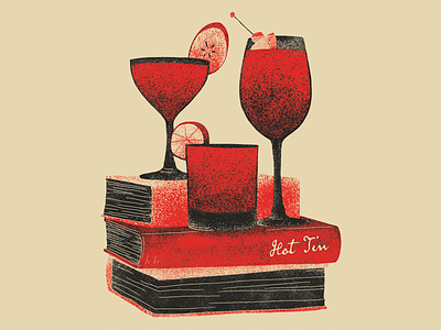 Hot Tin Cocktails bars black and red cocktails drinks food illustration retro texture vintage