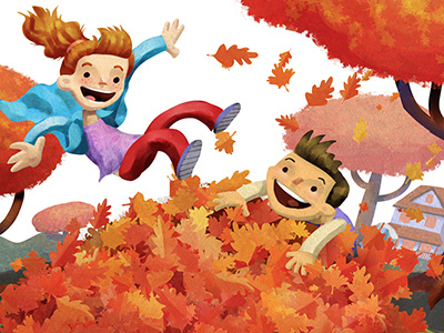 Leaves autumn children fall illustration kids leaves picturebook