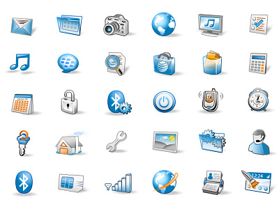 AT&T BlackBerry Icons browser calculator calendar camera icons key mail music photos pictures power wrench