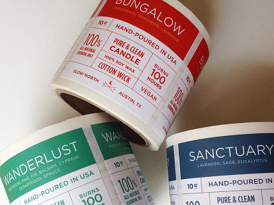 Labels for three Slow North candle boxes