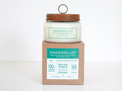 Wanderlust Candle labels for Slow North