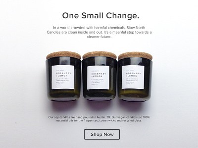 Slow North Essential Oil Candles Homepage candles photography product website