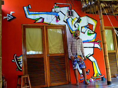 elefante wall realization electric elephant graffiti mural music pared skateboarding street art wall