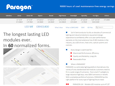 Paragon LED Homepage blue business corporate gray homepage layout web design