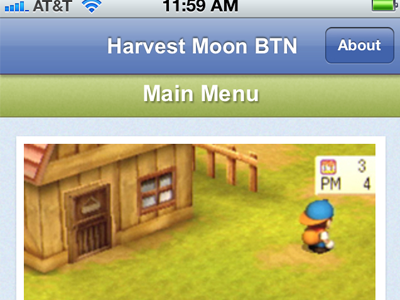 Harvest Moon BTN App app gaming harvest moon ios iphone mobile safari webapp