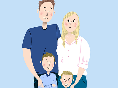 Family Portrait Coloured! commission cute family portrait illustration portrait procreate