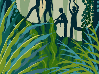 Forest walk blue forest green illustration walk