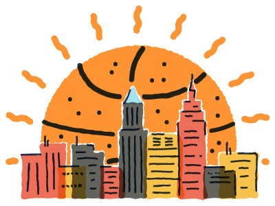 Cleveland basketball city editorial illustration lebron james sun