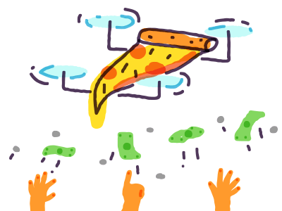 Pizza Drone animation drone editorial illustration pizza