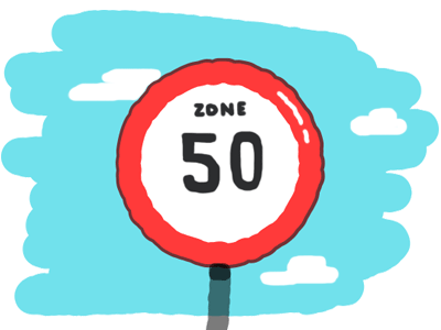 50 to 20 Frame Animation animation flip frame animation illustration speed sign