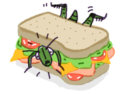 Grasshopper grinders bugs editorial grasshopper illustration sandwich