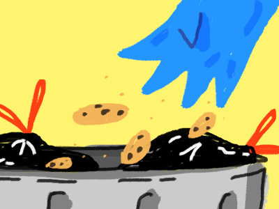 C is for Cookies... cookie monster cookies editorial illustration texture trash