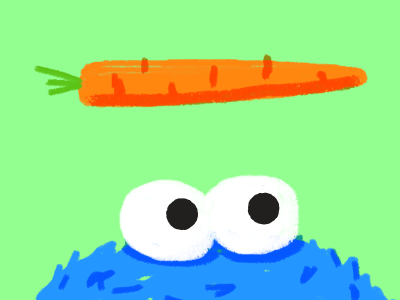 C is for Carrot carrot cookie monster editorial eyes illustration muppets