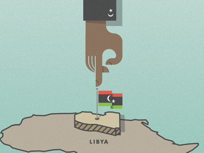 Libya 2 flag hand illustration libya