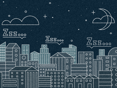 Sleepy Town 2 illustration moon stars town