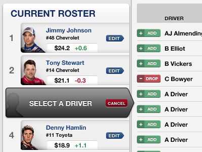 nascar fantasy ui