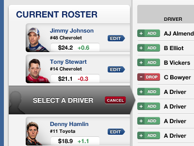 nascar fantasy ui