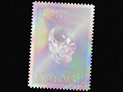 Bon Voyage art black design graphic design holographic illustration print skull stamp