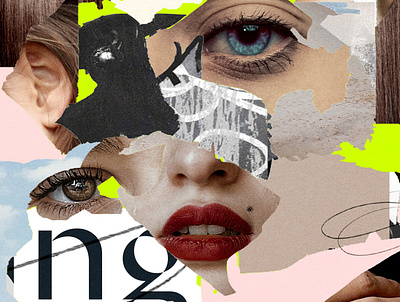 PAPER TRAILS #1 art collage colors compositing design eyes girl graphic graphic design lips paper ripped tear trails woman