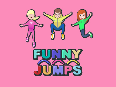 Funny jumps cartoon character child childrens illustration flat font design funny graphicdesign graphics illustration jump movement people vector art